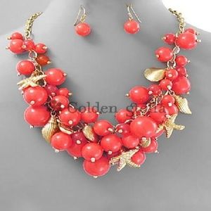 Orange and Gold Nautical Statement Necklace